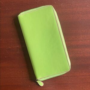 Vibrant Green Zip-Around Travel Wallet